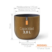 MATERA CONIC ROUND GROOVE GOLD 17 CM - Tumatera.co
