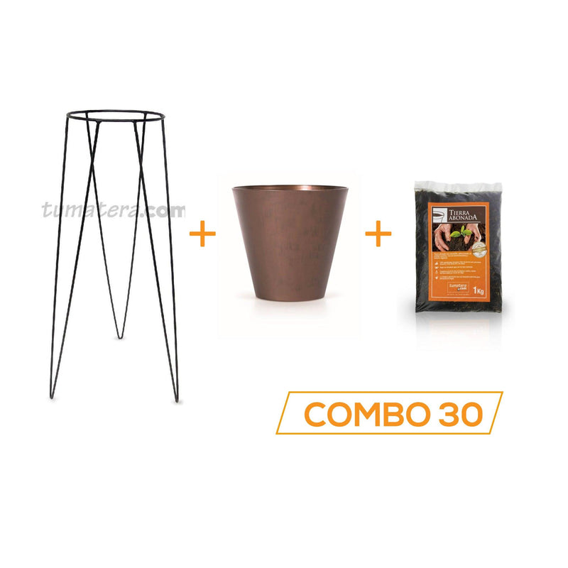KIT MATERA CORTEN + TIERRA + BASE 20 X 60 CM - Tumatera.co