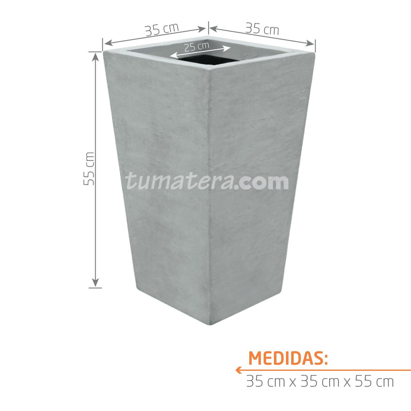 Matera Piramidal Cemento 55CM con medidas