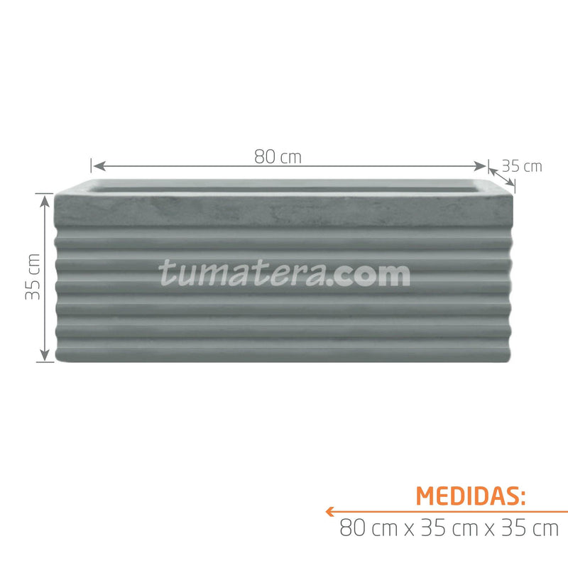 JARDINERA CEMENTO ACANALADA 80 X 35 CM - Tumatera.co