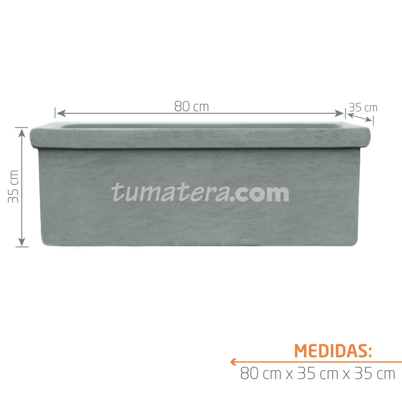 JARDINERA CEMENTO CON BORDE 80 X 35 CM - Tumatera.co