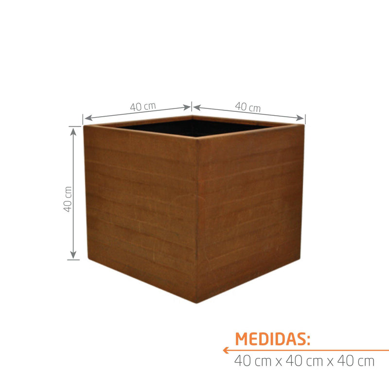 MATERA METÁLICA ACANALADA CUADRADA 40 CM - Tumatera.co