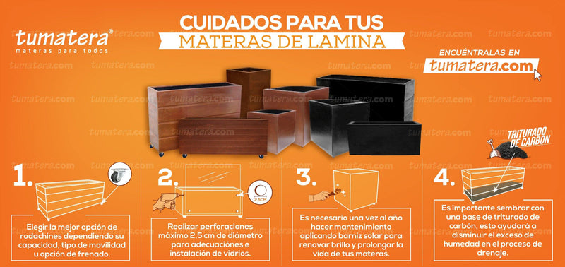 Matera Metálica cuadrada con Base 60 CM modo de uso