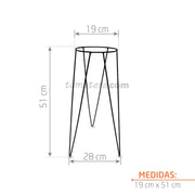 Base metalica 20X50 CM color Negro con medidas