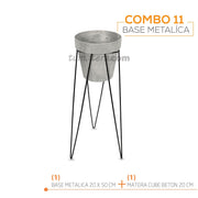KIT MATERA CUBE BETON + BASE 20 X 50 CM - Tumatera.co