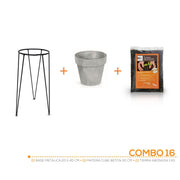 KIT MATERA CUBE BETON + TIERRA + BASE 20 X 40 CM - Tumatera.co