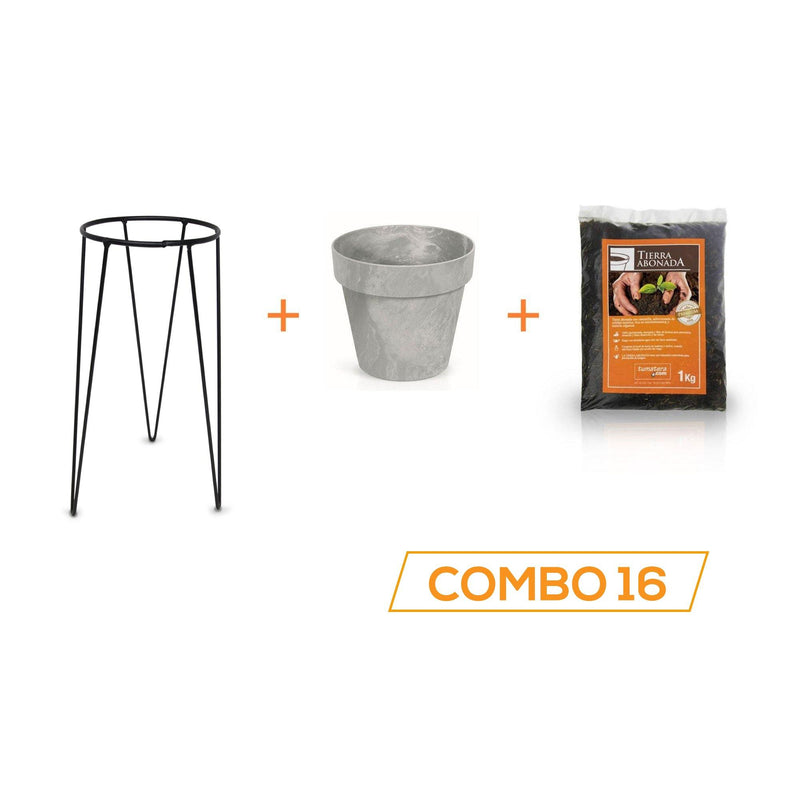 KIT MATERA CUBE BETON + TIERRA + BASE 20 X 40 CM - Tumatera.co