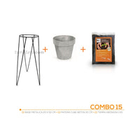 KIT MATERA CUBE BETON + TIERRA + BASE 20 X 50 CM - Tumatera.co
