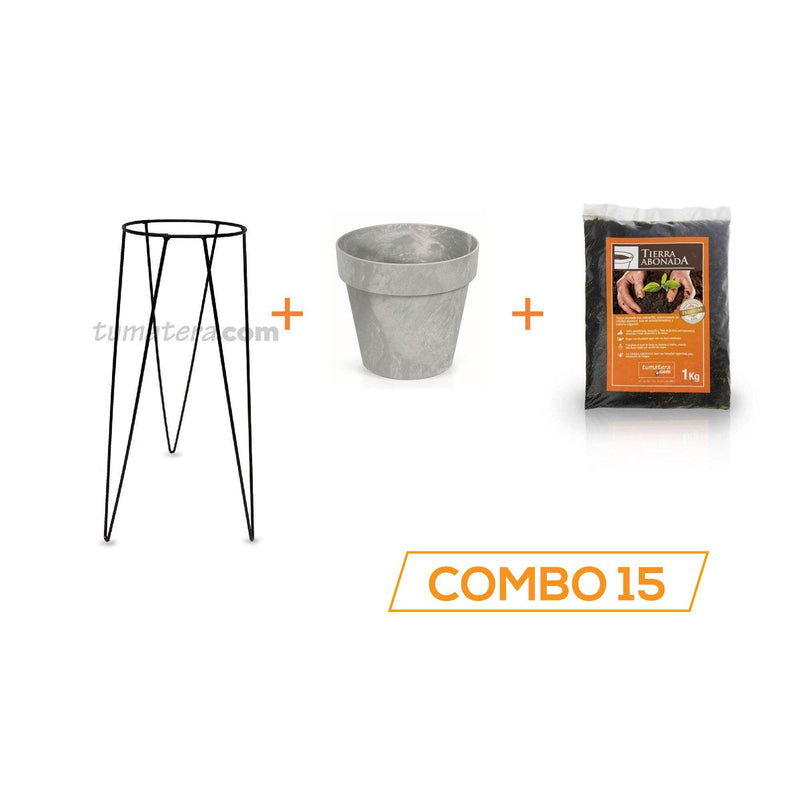 KIT MATERA CUBE BETON + TIERRA + BASE 20 X 50 CM - Tumatera.co