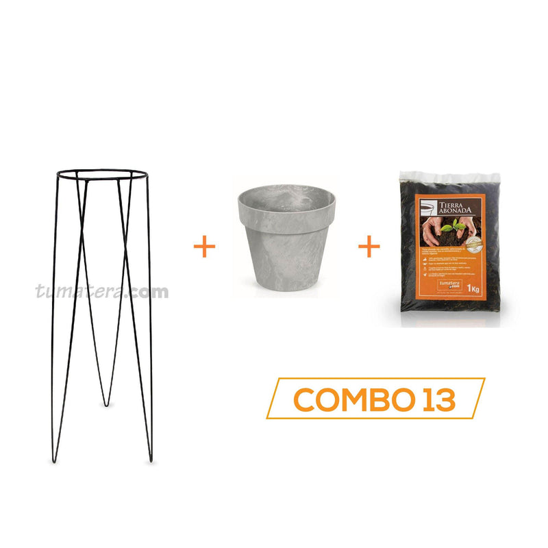 KIT MATERA CUBE BETON + TIERRA + BASE 20 X 70 CM - Tumatera.co