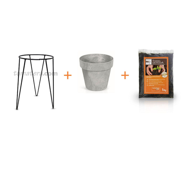 KIT MATERA CUBE BETON + TIERRA + BASE 20 X 30 CM - Tumatera.co