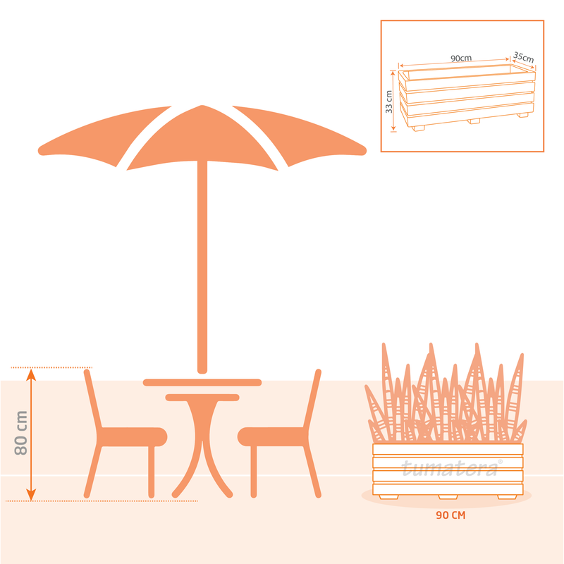 Jardinera Polietileno 90 x 35 cm plano