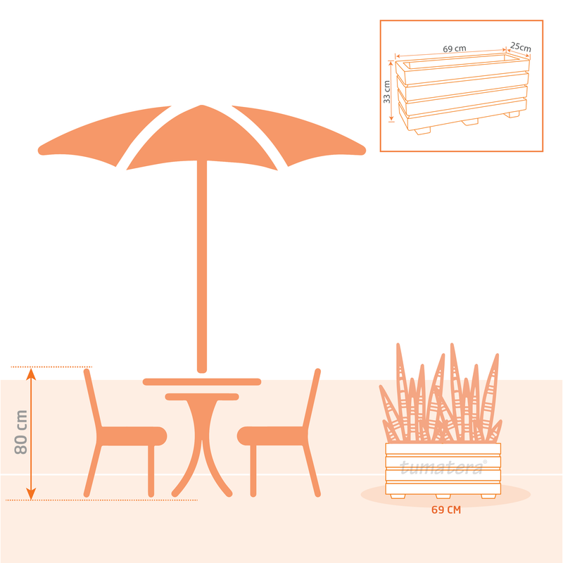 Jardinera Polietileno 69 x 33 cm plano