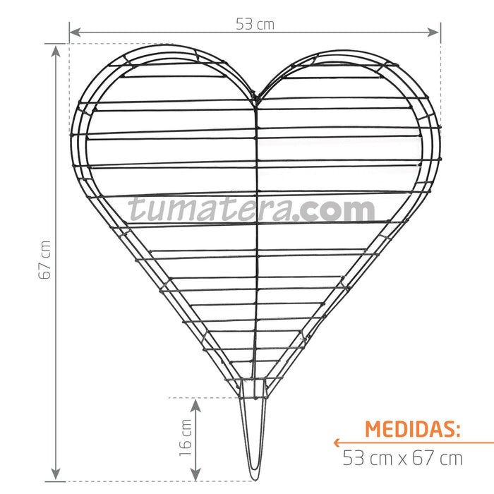 Estructura Topario Corazón 53 cm medidas