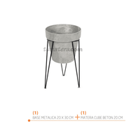 KIT MATERA CUBE BETON + BASE 20 X 30 CM - Tumatera.co