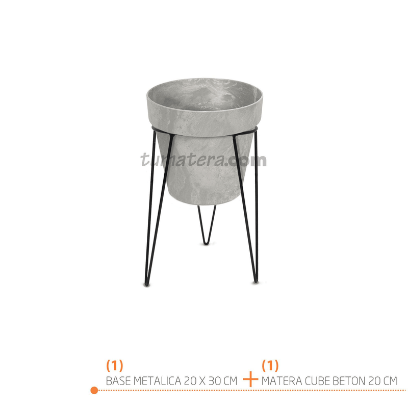 KIT MATERA CUBE BETON + BASE 20 X 30 CM - Tumatera.co