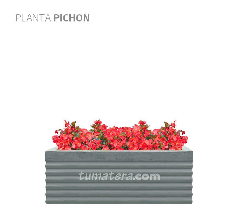 COMBO JARDINERA CEMENTO 90 CM CON FLORES - Tumatera.co