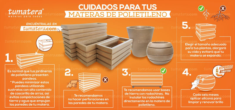 Jardinera Polietileno 59 x 24 cm beneficios del polietileno